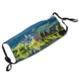 yanfind Idyllic Panels Town Lake Daylight Mountain Forest River Conifer Grass Trees Outdoors Dust Washable Reusable Filter and Reusable Mouth Warm Windproof Cotton Face