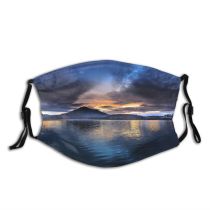 yanfind Lake Sunset Evening Dawn Sea Clouds Beach Dramatic Skyscape Horizon Outdoors Trees Dust Washable Reusable Filter and Reusable Mouth Warm Windproof Cotton Face