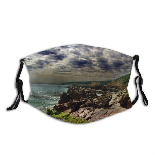 yanfind Creepy Cargese Sky Lightning Natural Quiet Coast Shore Landscape Sky Rivers Ocean Dust Washable Reusable Filter and Reusable Mouth Warm Windproof Cotton Face