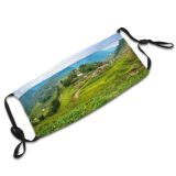 yanfind Farm Asian Cat Village Valley Mountain Terrace Terraced Field Rice Curve Travel Dust Washable Reusable Filter and Reusable Mouth Warm Windproof Cotton Face