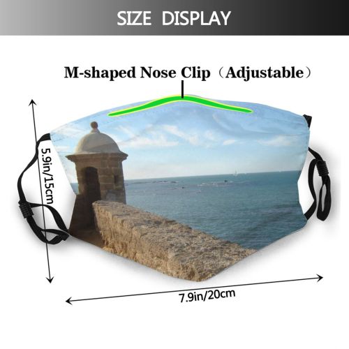 yanfind Wall Coast Shore Europe Sea Sky Santa Promontory Spain Ocean Fortification Horizon Dust Washable Reusable Filter and Reusable Mouth Warm Windproof Cotton Face