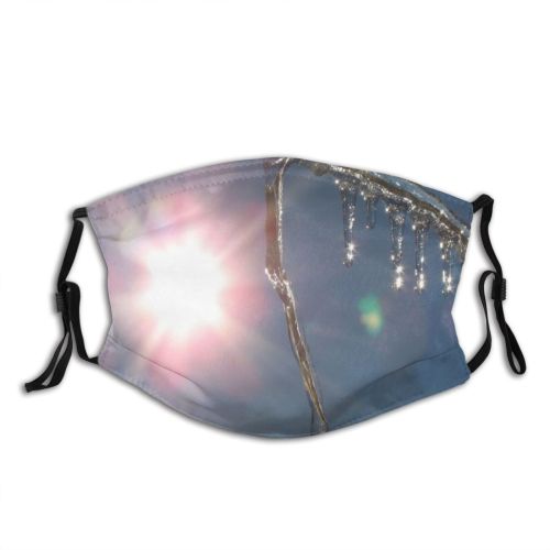 yanfind Winter Frozen Freeze Winter Sun Cloud Arch Sky Sunlight Ice Ice Icicles Dust Washable Reusable Filter and Reusable Mouth Warm Windproof Cotton Face