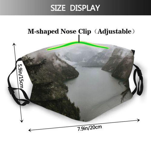 yanfind Lake Daylight Calm Forest Aerial Mountains Morning Early Outdoors Trees Fog Waters Dust Washable Reusable Filter and Reusable Mouth Warm Windproof Cotton Face