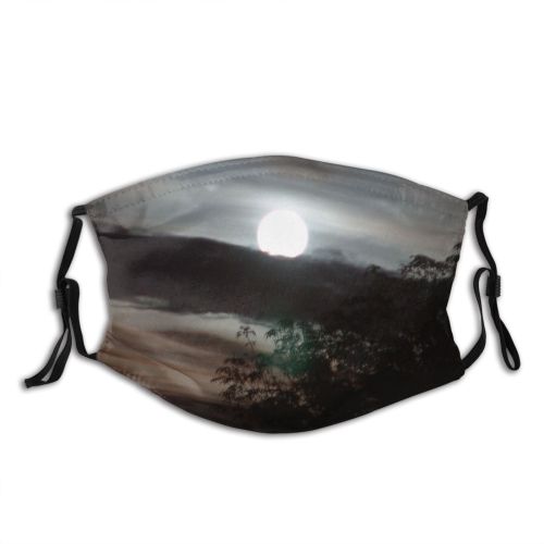 yanfind Night Puebla Atmospheric Moon Cloud Sky Moon Moonlight Luna Astronomical Darkness Light Dust Washable Reusable Filter and Reusable Mouth Warm Windproof Cotton Face
