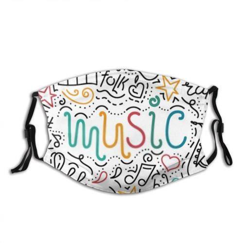 yanfind Abstract Rock Decor Acoustic Sound Cute Letter Note Doodle Sing Song Rap Dust Washable Reusable Filter and Reusable Mouth Warm Windproof Cotton Face