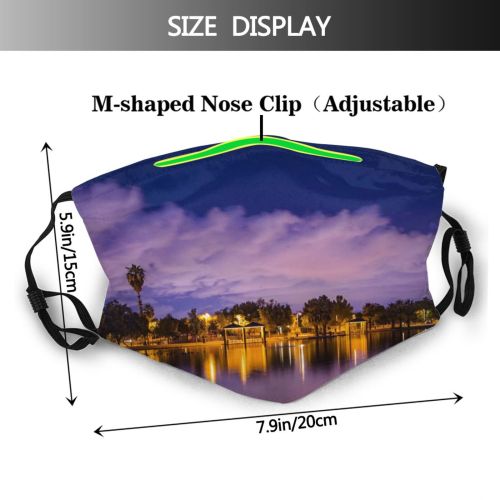 yanfind Lake Sunset Evening Dawn Clouds Beach Sun Trees Outdoors Sky Dusk Reflection Dust Washable Reusable Filter and Reusable Mouth Warm Windproof Cotton Face