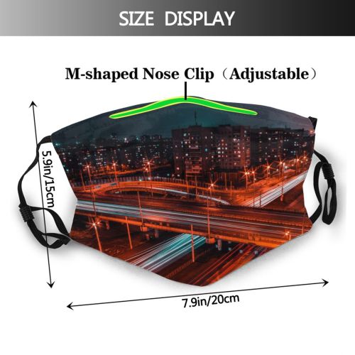 yanfind Lamps Transportation Motion Downtown Evening Exposure Night Road Time Bridge Roadway Streaks Dust Washable Reusable Filter and Reusable Mouth Warm Windproof Cotton Face