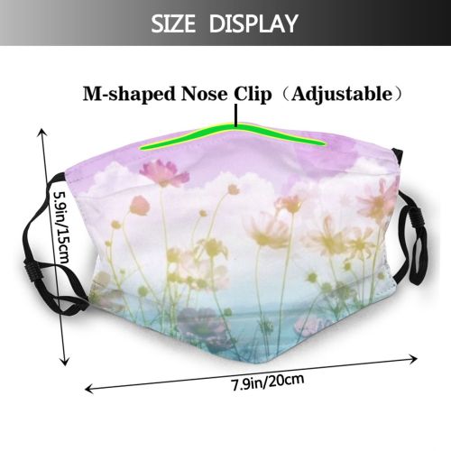 yanfind Blossom Sky Spring Flower Vintage Flora Romantic Retro Tropical Cosmos Celebration Valentine Dust Washable Reusable Filter and Reusable Mouth Warm Windproof Cotton Face