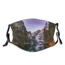 yanfind Lake Daylight Dawn Mountain Clouds River Scenery Snow Outdoors Trees Sky Light Dust Washable Reusable Filter and Reusable Mouth Warm Windproof Cotton Face