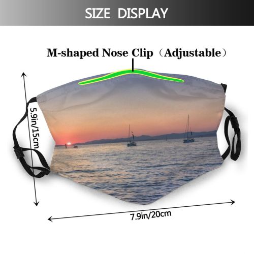 yanfind Idyllic Transportation Golden Sunset Croatia Dawn Watercrafts Tranquil Dramatic Scenery Mountains Sail Dust Washable Reusable Filter and Reusable Mouth Warm Windproof Cotton Face