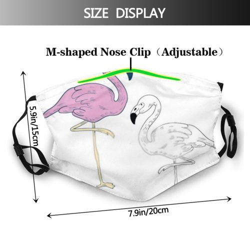 yanfind Abstract Isolated Bird Leg Roseus Cute Feather Flamingo Phoenicopterus Colorful Natural Wildlife Dust Washable Reusable Filter and Reusable Mouth Warm Windproof Cotton Face