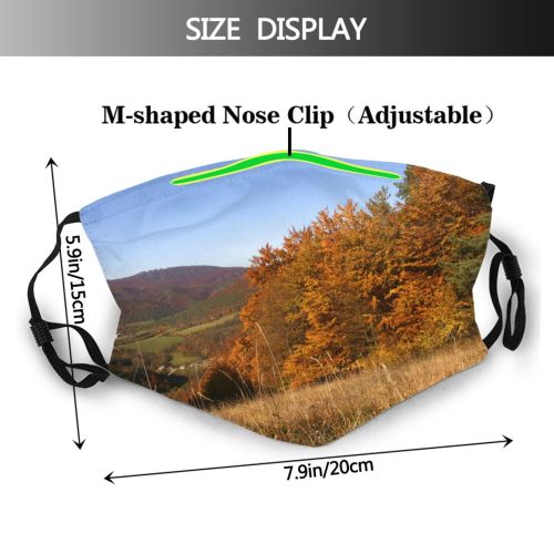 yanfind Landscape Leaf Sky Tree Hill Grass Natural Autumn Autumn Wilderness Dust Washable Reusable Filter and Reusable Mouth Warm Windproof Cotton Face