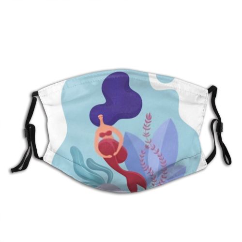 yanfind Isolated Smile Young Little Cute Mermaid Fantasy Tale Kid Siren Cheerful Figure Dust Washable Reusable Filter and Reusable Mouth Warm Windproof Cotton Face