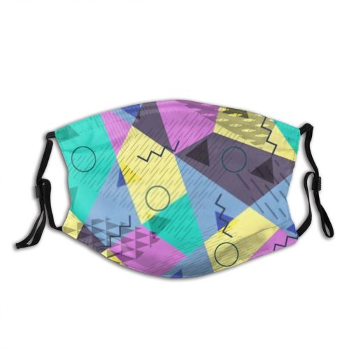 yanfind Abstract Fashion Multicolored Striped Postmodernism Cute Futuristic Memphis Promo Minimalism Collage Design   Dust Washable Reusable Filter and Reusable Mouth Warm Windproof Cotton Face