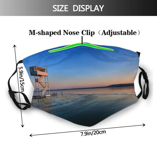 yanfind Ice Capital Frost Cities Sunset Landscape Waterfront Frozen Romantic Coastline Lifeguard Pier Dust Washable Reusable Filter and Reusable Mouth Warm Windproof Cotton Face