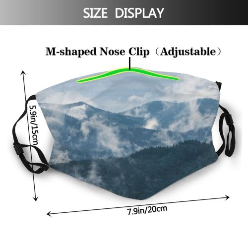 yanfind Heritage Range Landscape  Tranquiy UNESCO Tree Tennessee Scene Forest Southern Mountains Dust Washable Reusable Filter and Reusable Mouth Warm Windproof Cotton Face