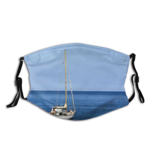 yanfind Dhow Dream Vehicle Sailboat Calm Ripple Corse Sail Sea Boat Sky Island Dust Washable Reusable Filter and Reusable Mouth Warm Windproof Cotton Face