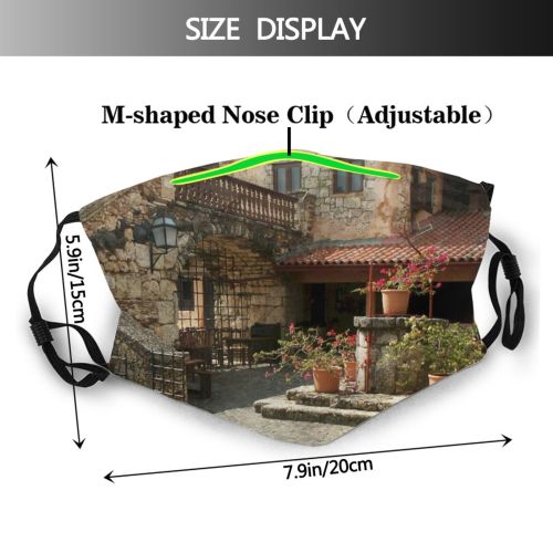 yanfind Neighbourhood Building Town Building Vacation Courtyard Village Architecture Home Estate Summer Property Dust Washable Reusable Filter and Reusable Mouth Warm Windproof Cotton Face