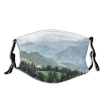 yanfind Idyllic Perspective Pine Mountain Forest Clouds Evergreen Tranquil Scenery Mountains Rural Highlands Dust Washable Reusable Filter and Reusable Mouth Warm Windproof Cotton Face