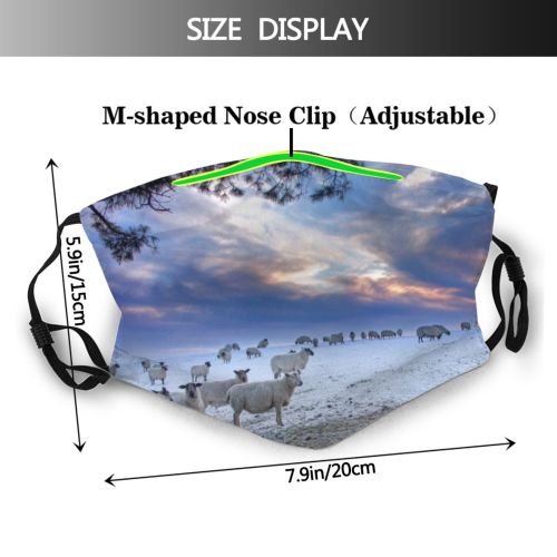 yanfind Landscape Agriculture Sheep Snow Herd Sky Wildlife UK Scenics Travel Dusk Outdoors Dust Washable Reusable Filter and Reusable Mouth Warm Windproof Cotton Face