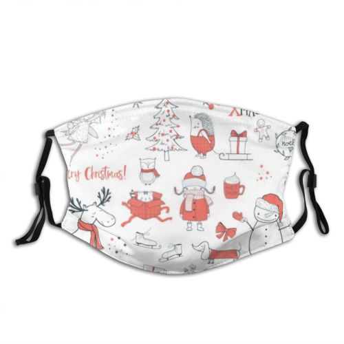 yanfind Chil Fun Isolated Star Merry Postcard Cat Reindeer Christmas Creator Bear Fairy Dust Washable Reusable Filter and Reusable Mouth Warm Windproof Cotton Face