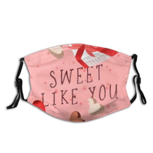 yanfind Calligraphy February Candy Romance Cute Box Dessert Present Wedding Vintage Design Handmade Dust Washable Reusable Filter and Reusable Mouth Warm Windproof Cotton Face