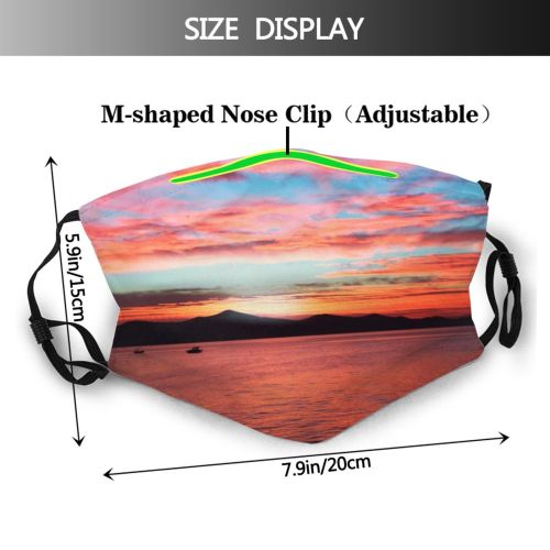 yanfind Lake Golden Sunset Evening Dawn Panorama Sea Clouds Beach Tranquil Sun Horizon Dust Washable Reusable Filter and Reusable Mouth Warm Windproof Cotton Face