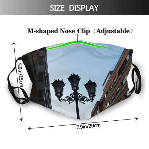 yanfind Town Street Old Fixture Area Oviedo Sky Light Post Street Iron Tree Dust Washable Reusable Filter and Reusable Mouth Warm Windproof Cotton Face