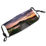 yanfind Idyllic Calm Motion Dawn Mountain Clouds Tranquil Scenery Dock Grass Pier Blur Dust Washable Reusable Filter and Reusable Mouth Warm Windproof Cotton Face