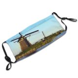 yanfind Holland Mill Polder Building Wind Gristmill Netherlands Turbine Grass Dutch Sky Row Dust Washable Reusable Filter and Reusable Mouth Warm Windproof Cotton Face