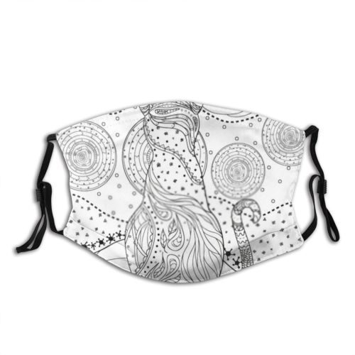 yanfind Isolated Mandala Ornaments Relations Artwork Meow Kitty Cute Stylized Strip Indian Vintage Dust Washable Reusable Filter and Reusable Mouth Warm Windproof Cotton Face