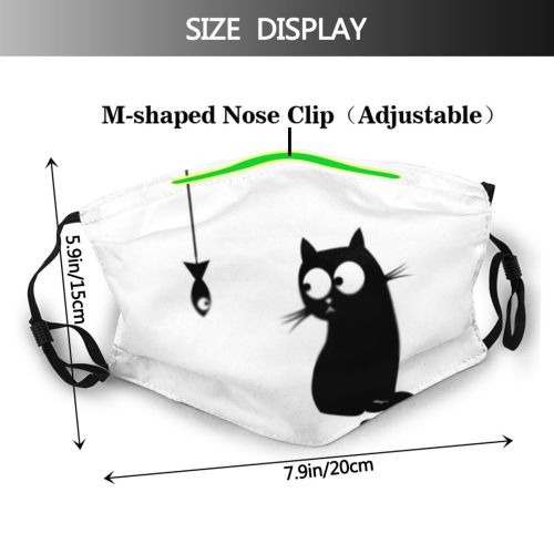 yanfind Cat Cute Humor Design Pet Art Tail Fun Cartoon Meal Fish Silhouette Dust Washable Reusable Filter and Reusable Mouth Warm Windproof Cotton Face