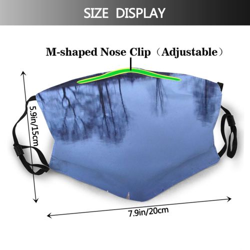 yanfind Mirror Winter Landscape Reflection River Sky Tree Winter Natural Evening Freezing Snow Dust Washable Reusable Filter and Reusable Mouth Warm Windproof Cotton Face