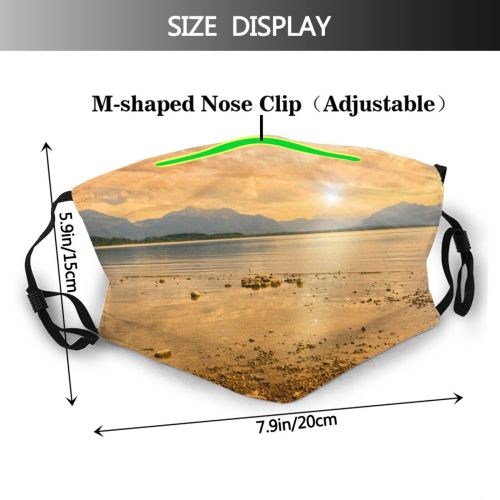 yanfind Horizon Cloud Shore July Sunset Landscape Lakeshore Bavaria Sky Clouds Sunlight Sunrise Dust Washable Reusable Filter and Reusable Mouth Warm Windproof Cotton Face