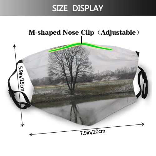 yanfind Winter Landscape Reflection River Sky Tree Tree Morning Natural Winter Atmospheric River Dust Washable Reusable Filter and Reusable Mouth Warm Windproof Cotton Face