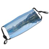 yanfind Lake Calm Scenery Mountains Valley Outdoors Sky Clear Waters Reflection Landscape Scenic Dust Washable Reusable Filter and Reusable Mouth Warm Windproof Cotton Face