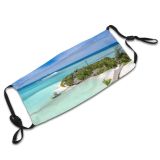 yanfind Idyllic Tropical Coast Vacation Daylight Indian Relaxation Sea Beach Tourism Island Caribbean Dust Washable Reusable Filter and Reusable Mouth Warm Windproof Cotton Face