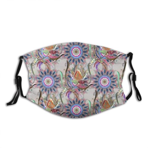 yanfind Fashion Multicolored Agreeable Flora Seamless Colorful Pleasing Summer Flowers Vintage Ornament Blossom Dust Washable Reusable Filter and Reusable Mouth Warm Windproof Cotton Face