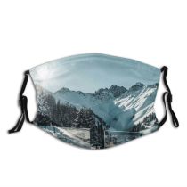 yanfind Ice Glacier Daylight Frost Frosty Mountain Snowy Icy Daytime Frozen Peaks Scenery Dust Washable Reusable Filter and Reusable Mouth Warm Windproof Cotton Face