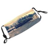 yanfind Jetty Lake Sunset Reflections Clouds River Dock Mountains Trees Horizon Outdoors Sky Dust Washable Reusable Filter and Reusable Mouth Warm Windproof Cotton Face
