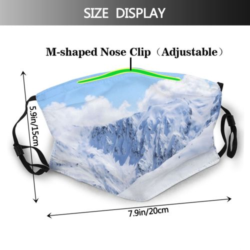 yanfind Ice Glacier Daylight Frost Frosty Mountain Clouds Ski Climb Frozen Altitude Covered Dust Washable Reusable Filter and Reusable Mouth Warm Windproof Cotton Face