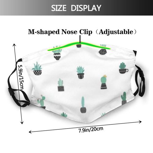 yanfind Garden Decor Fashion Flora Cute Cactus Seamless Trendy Natural Summer Mexican Houseplant Dust Washable Reusable Filter and Reusable Mouth Warm Windproof Cotton Face