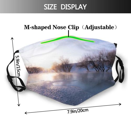yanfind Dawn Ice East Frost Sunset Landscape Frozen Tranquility Bare Rural Tree Scene Dust Washable Reusable Filter and Reusable Mouth Warm Windproof Cotton Face