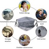 yanfind Winter Frost Sky Tree Winter Snow Bridge Snow Dust Washable Reusable Filter and Reusable Mouth Warm Windproof Cotton Face