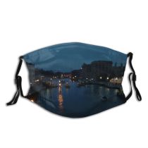 yanfind Winter Waterway Night Night Sky Reflection Channel Venice River Evening Canal Dust Washable Reusable Filter and Reusable Mouth Warm Windproof Cotton Face