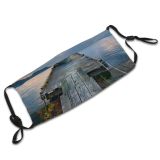 yanfind Jetty Wooden Planks Transportation Calm Sunset Ship Sea Clouds Watercrafts Dock Scene Dust Washable Reusable Filter and Reusable Mouth Warm Windproof Cotton Face