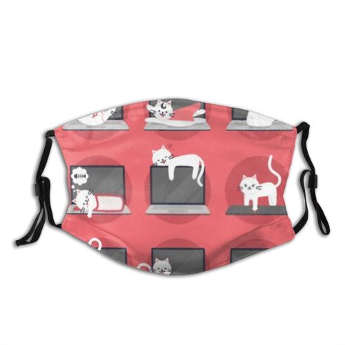 yanfind Isolated Cat Variety Colorful Simple Laptop Pose Sleep Notebook Play Hindrance Dust Washable Reusable Filter and Reusable Mouth Warm Windproof Cotton Face
