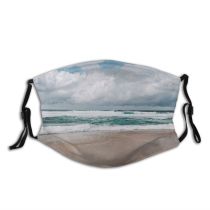yanfind Idyllic Shore Vacation Oceanside Seaside Waves Sea Beach Scenery Turquoise Sky Summer Dust Washable Reusable Filter and Reusable Mouth Warm Windproof Cotton Face