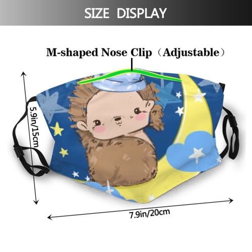 yanfind Emblem Moon Childish Little Cute Smiling Tale Fantasy Sky Night Stars Cheerful Dust Washable Reusable Filter and Reusable Mouth Warm Windproof Cotton Face
