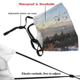 yanfind Ice Sunset Frost Frosty Wide Snowy Forest Clouds Frozen River Mountains Winter Dust Washable Reusable Filter and Reusable Mouth Warm Windproof Cotton Face